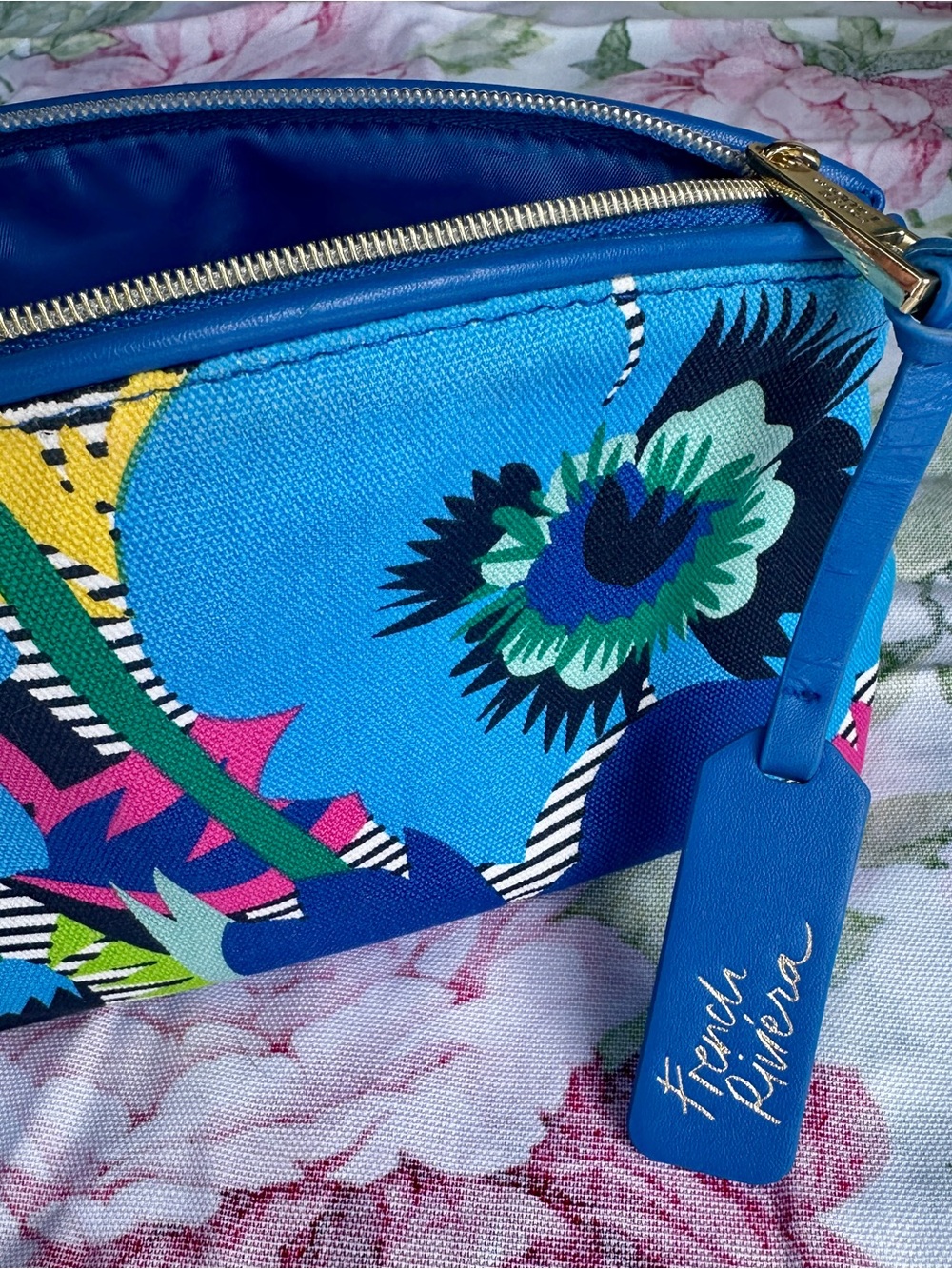 Estee Lauder Blue Floral Cosmetic Bag